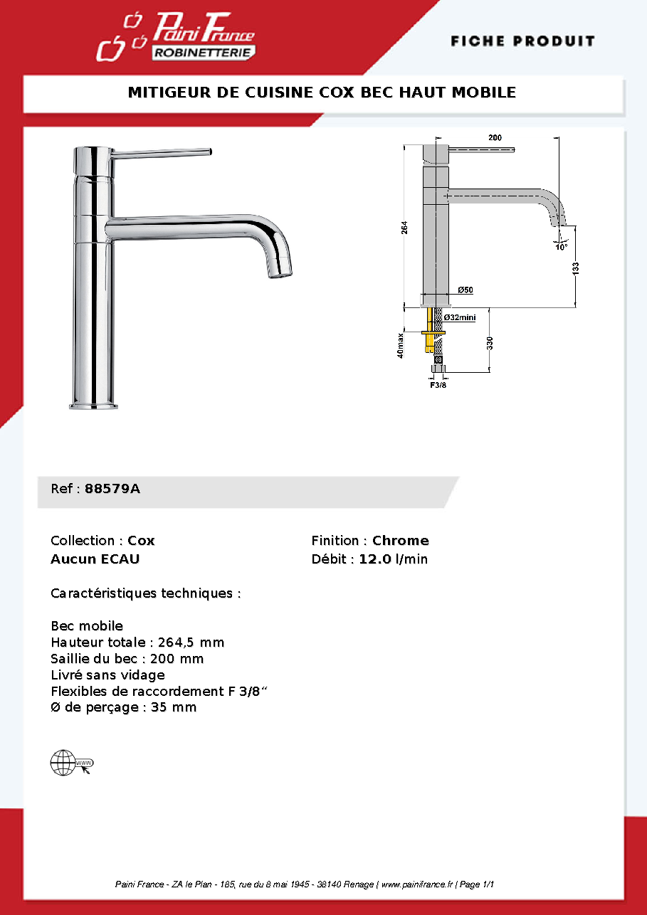 Fiche technique fournisseur
