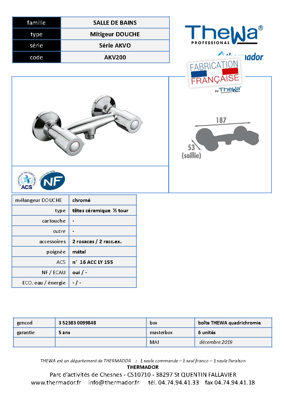 Fiche technique fournisseur