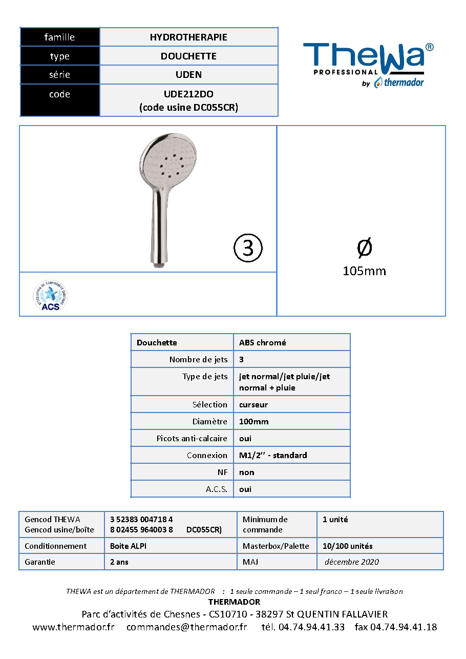 Fiche technique fournisseur