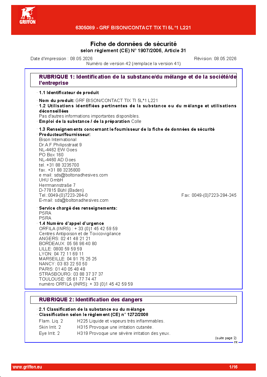Fiche technique fournisseur
