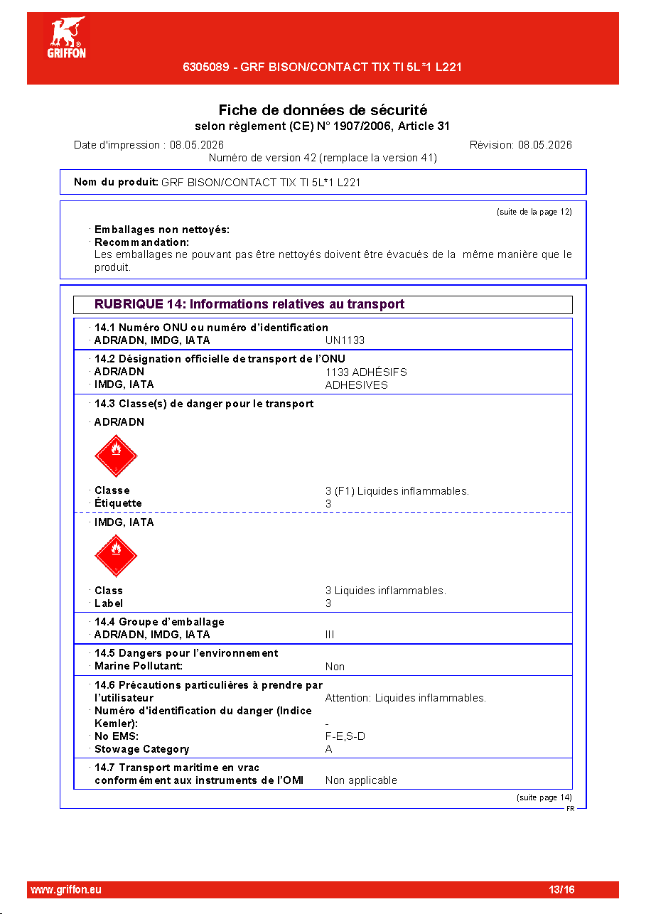 Fiche technique fournisseur