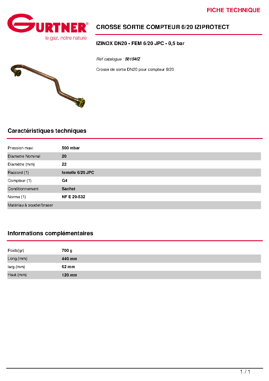 Fiche technique fournisseur
