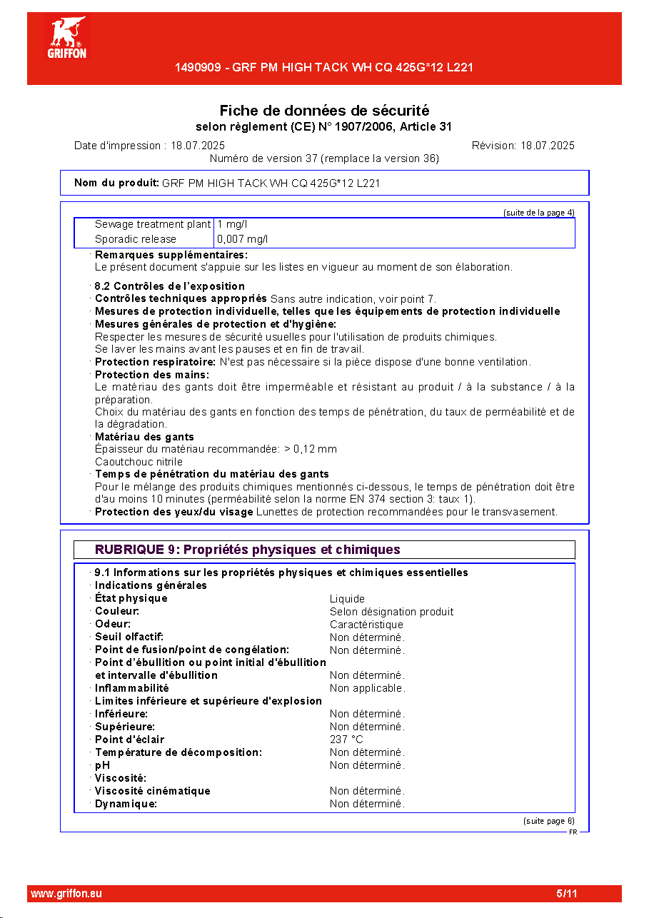Fiche technique fournisseur