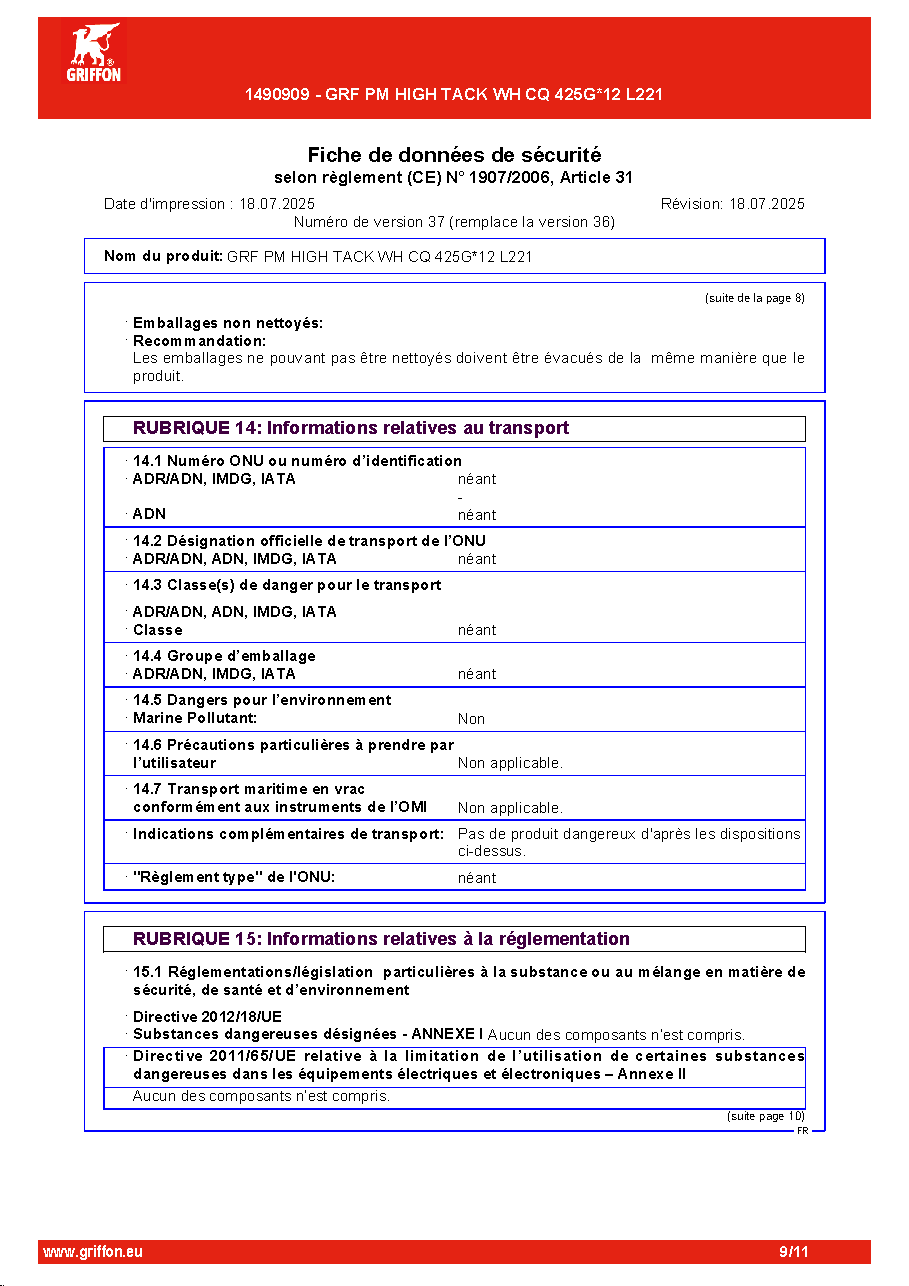 Fiche technique fournisseur