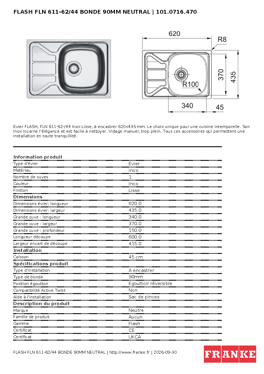 Fiche technique fournisseur