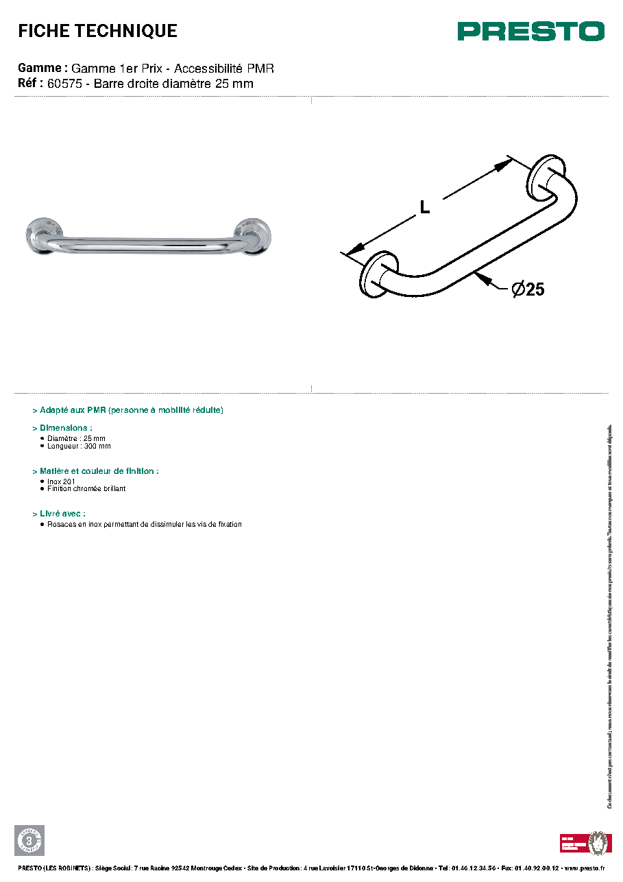 Fiche technique fournisseur