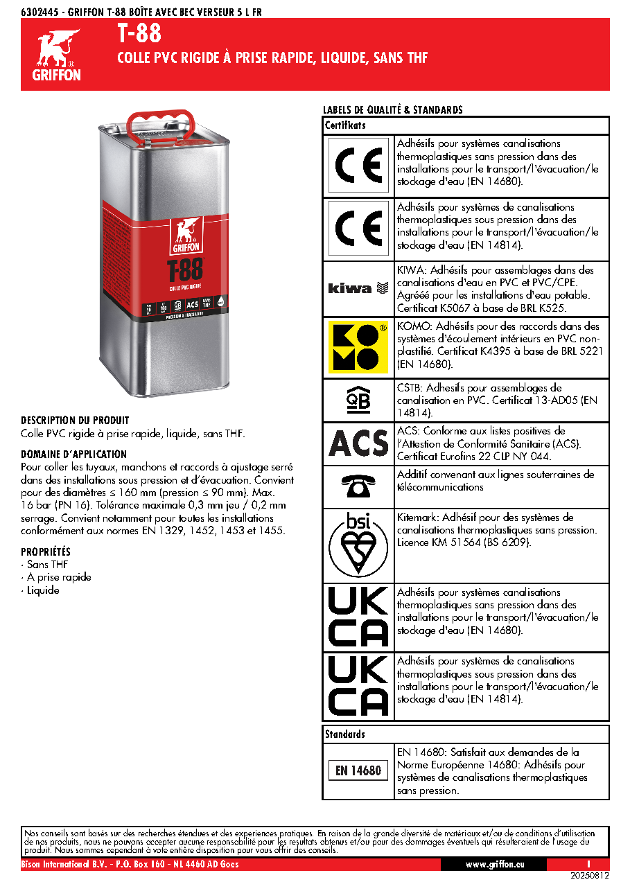 Fiche technique fournisseur