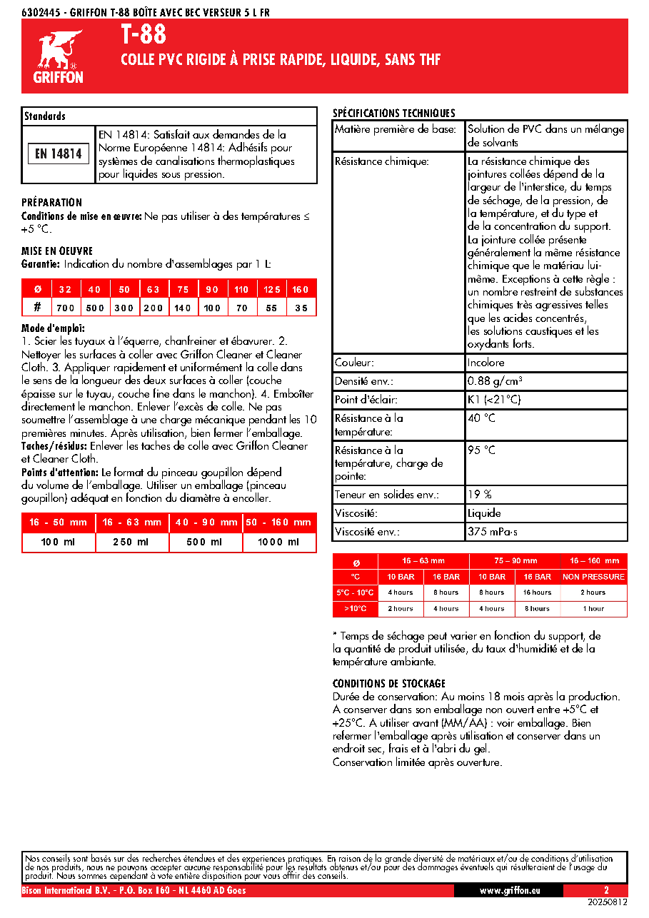 Fiche technique fournisseur