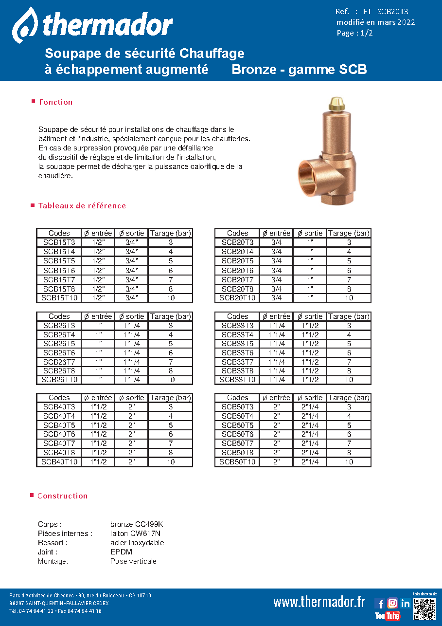 Fiche technique fournisseur