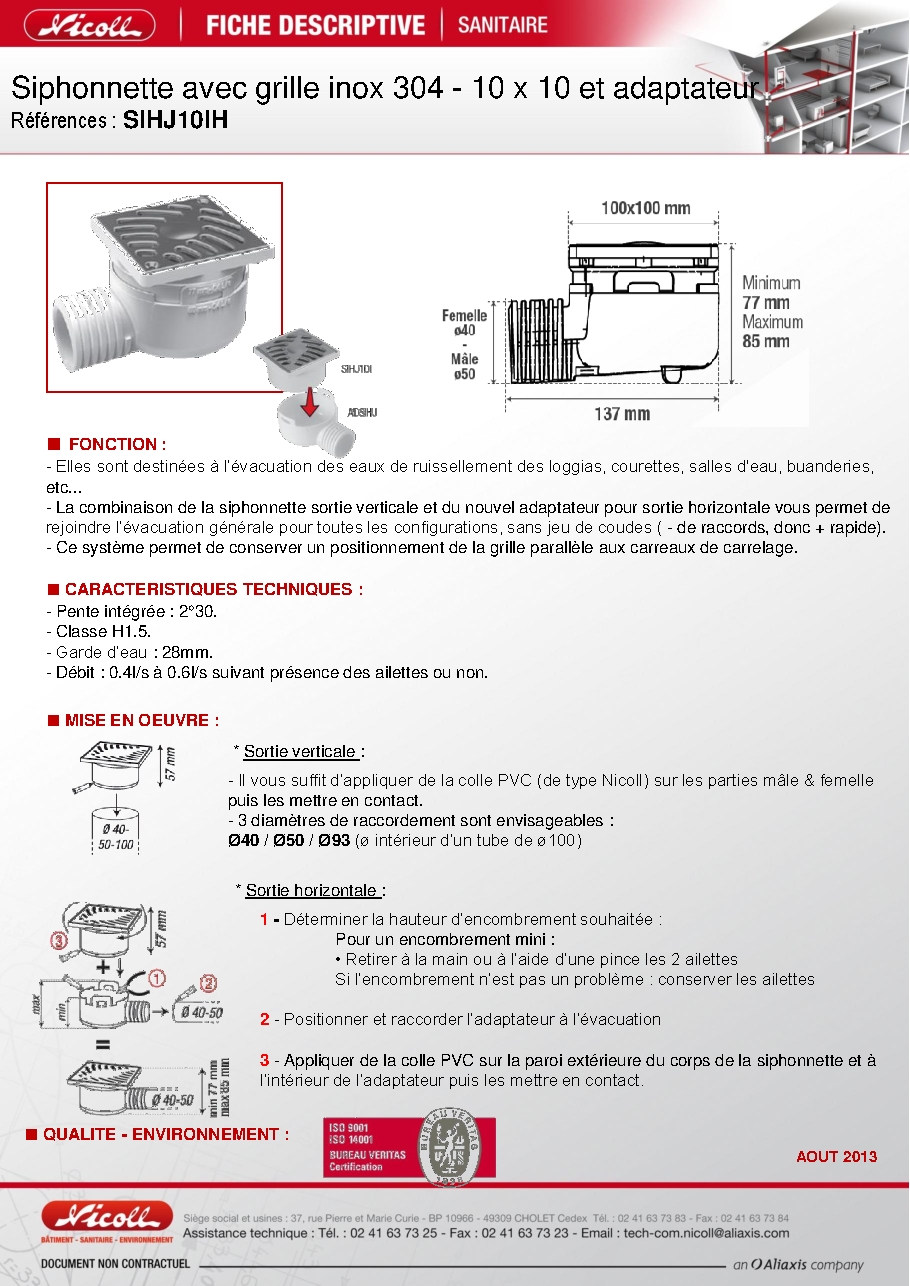 Fiche technique fournisseur