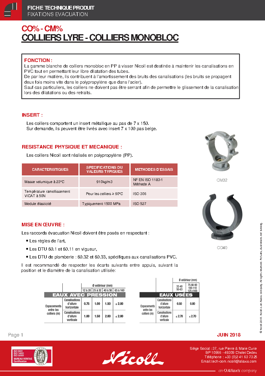 Fiche technique fournisseur