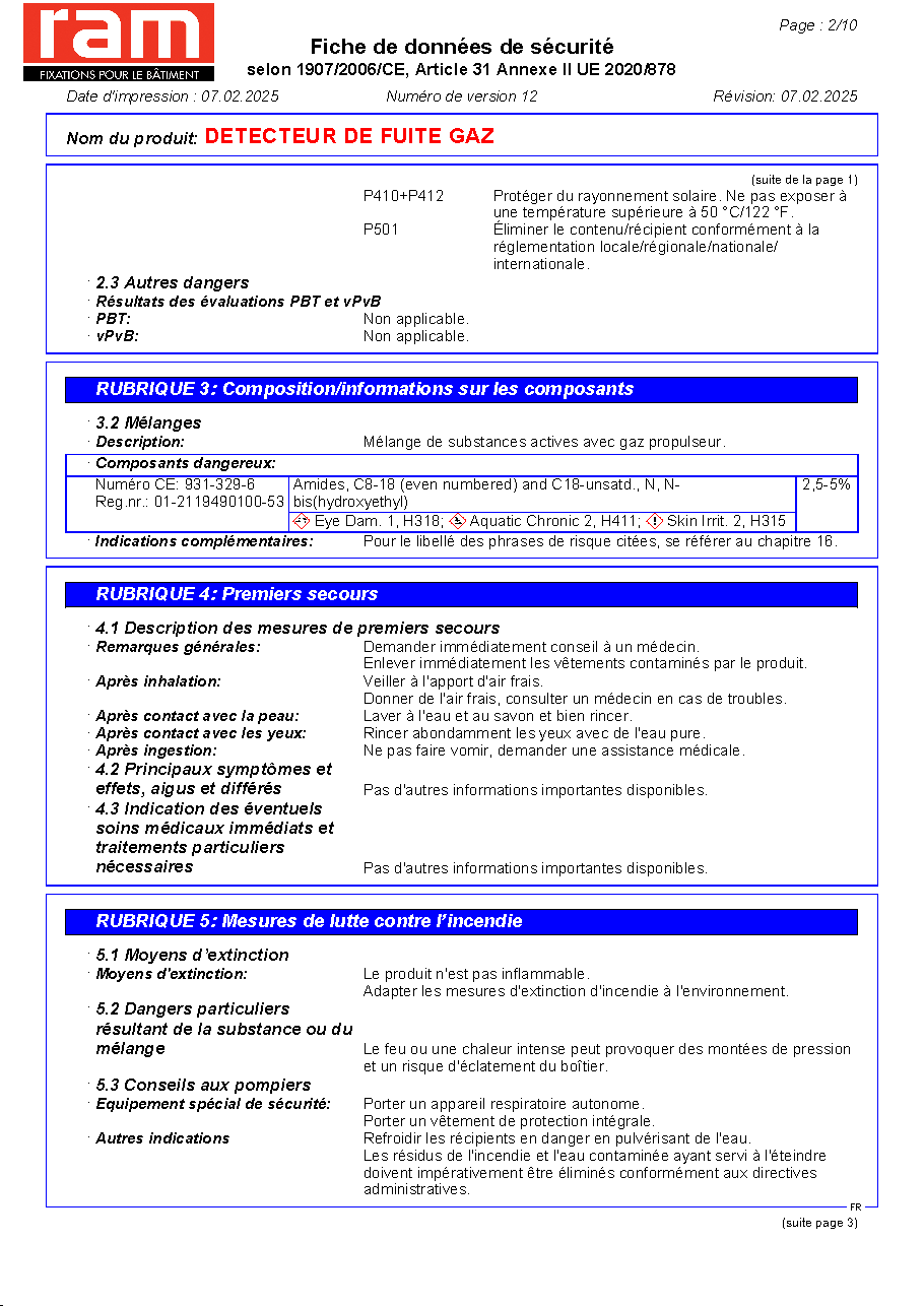 Fiche technique fournisseur