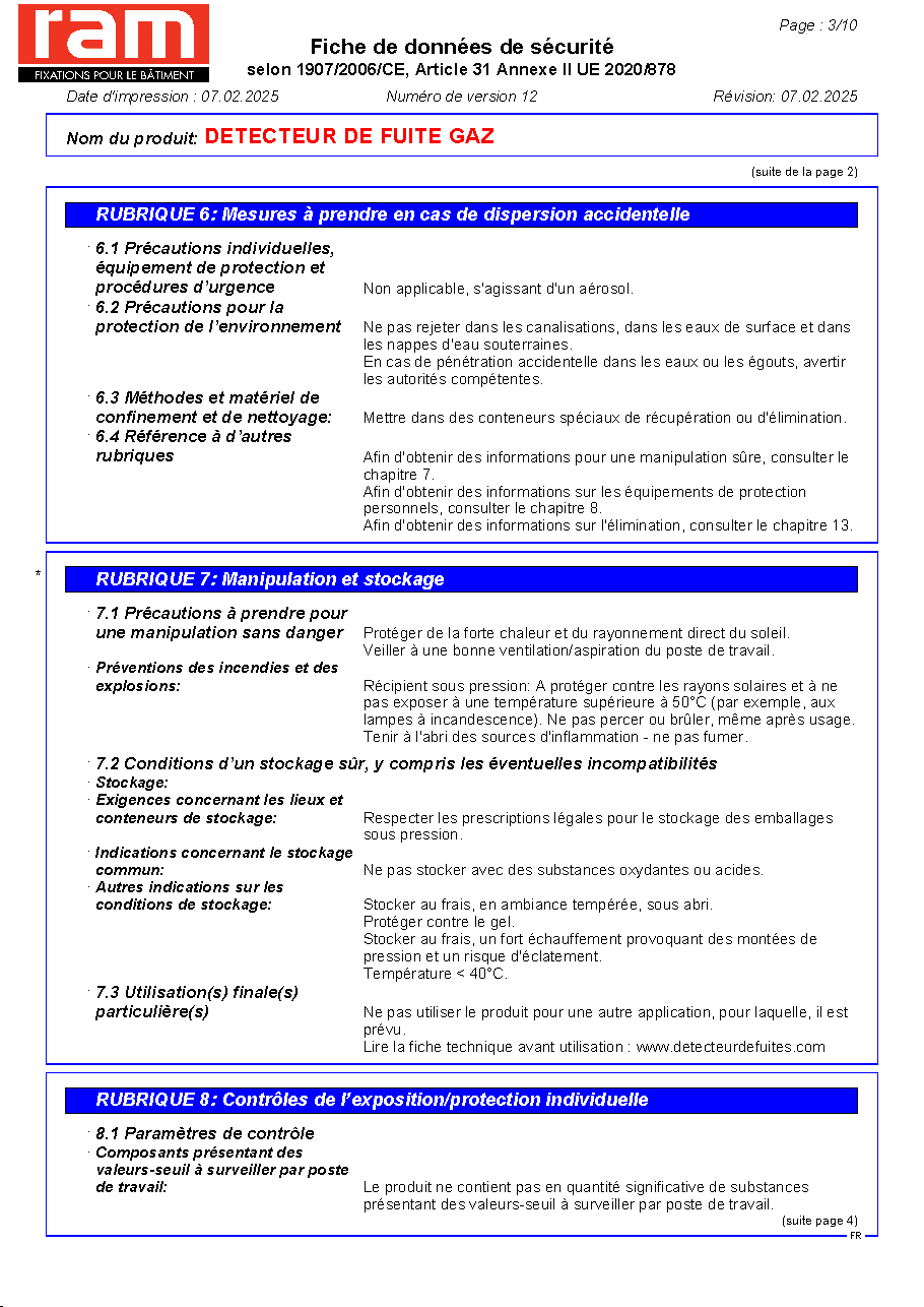 Fiche technique fournisseur