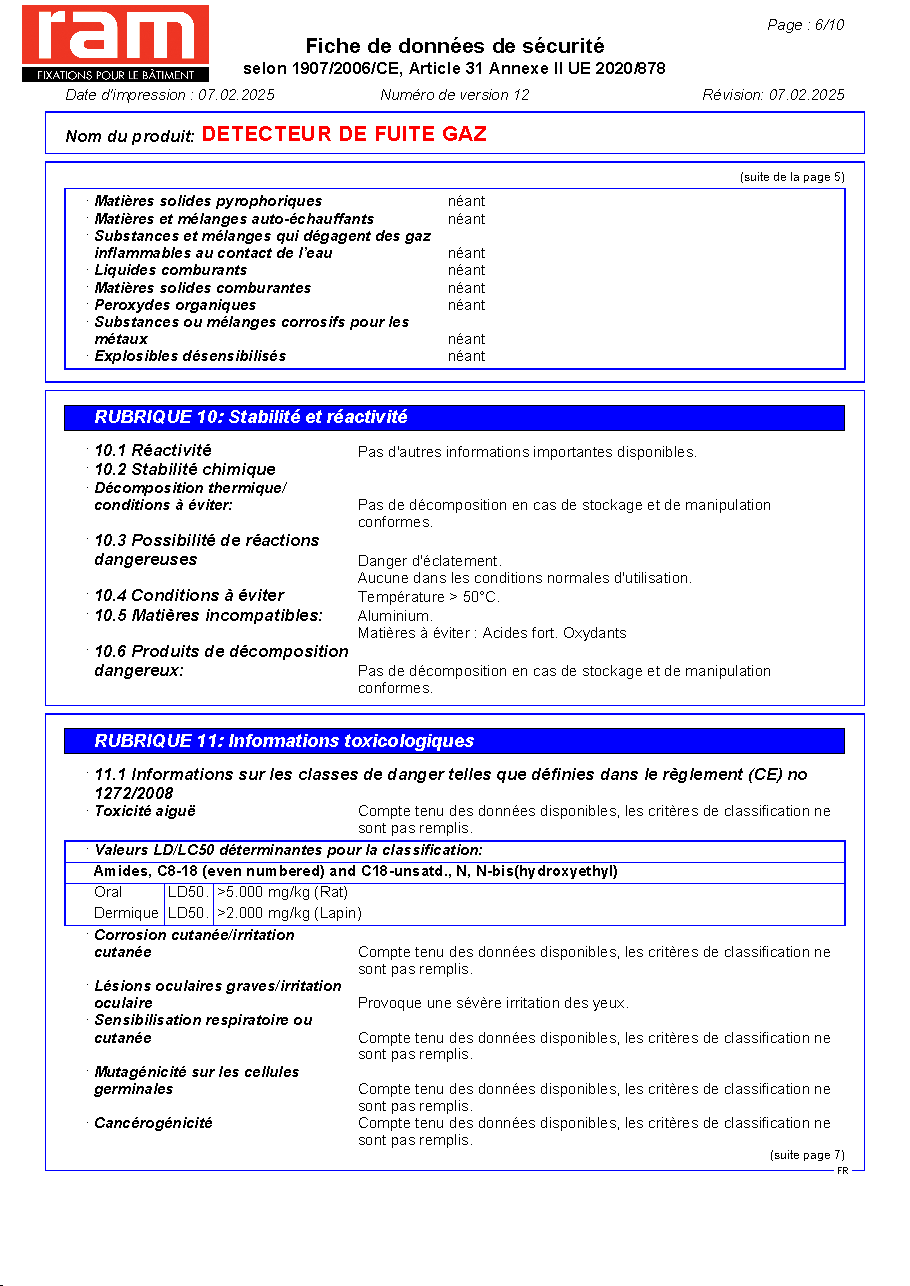 Fiche technique fournisseur