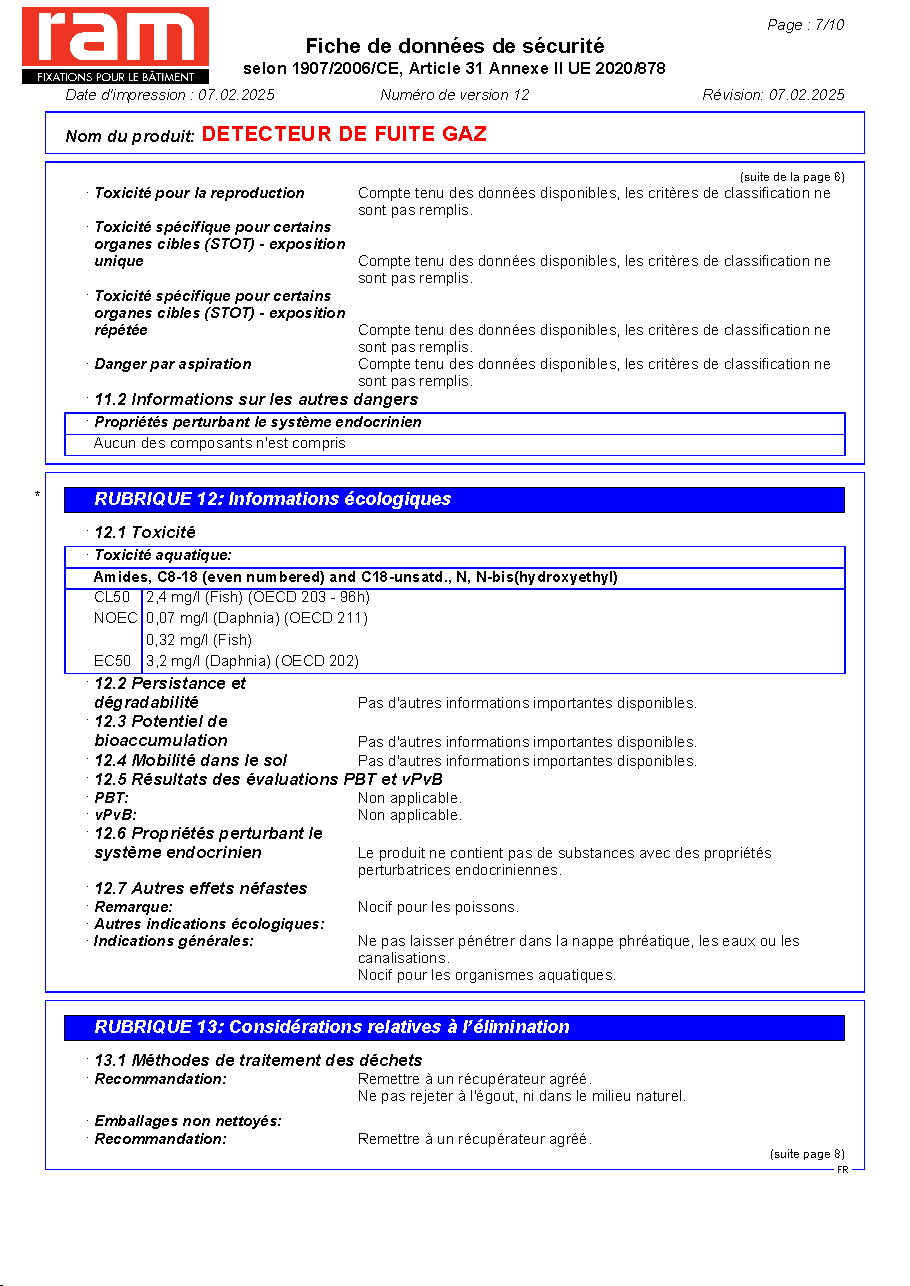 Fiche technique fournisseur