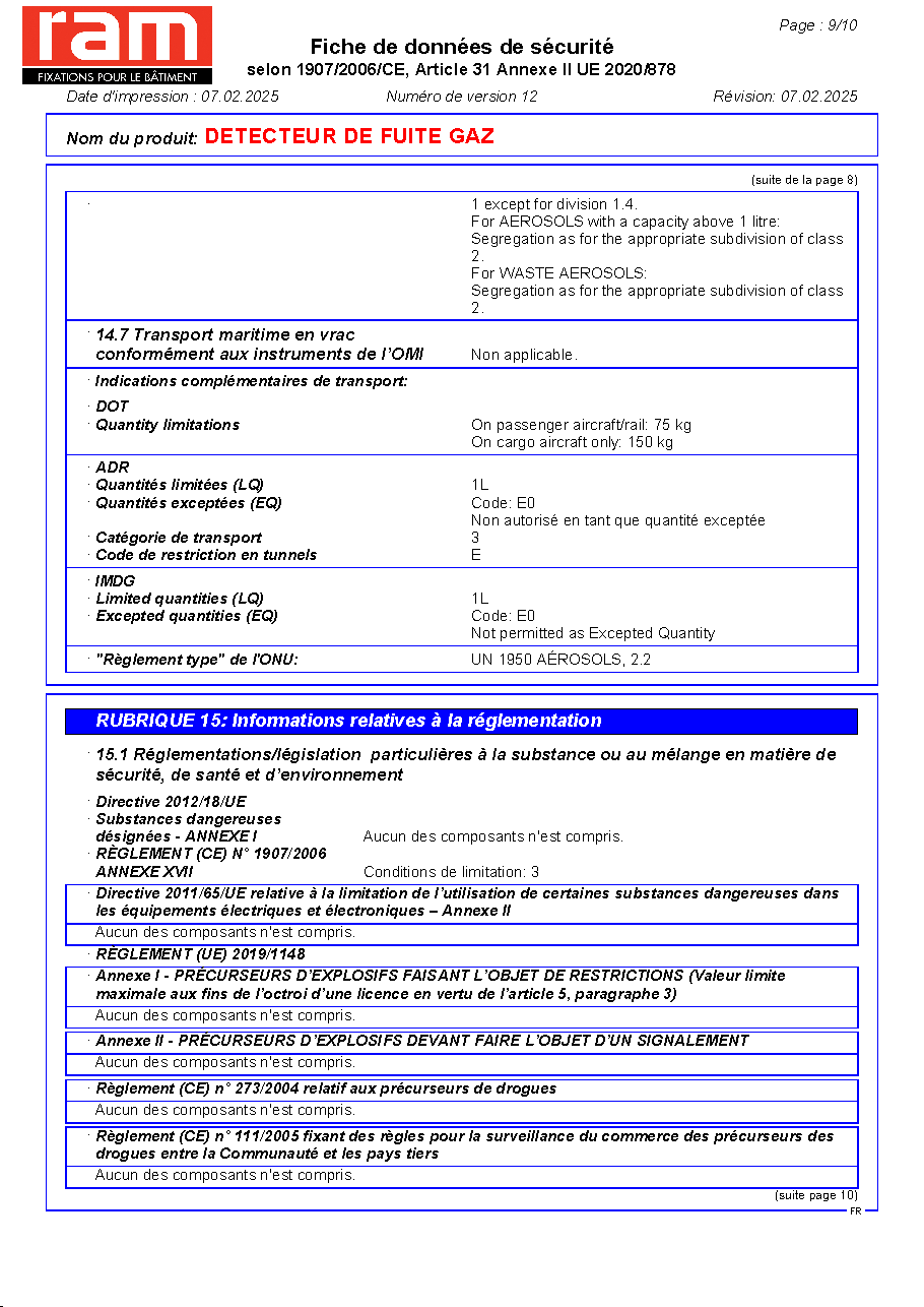 Fiche technique fournisseur