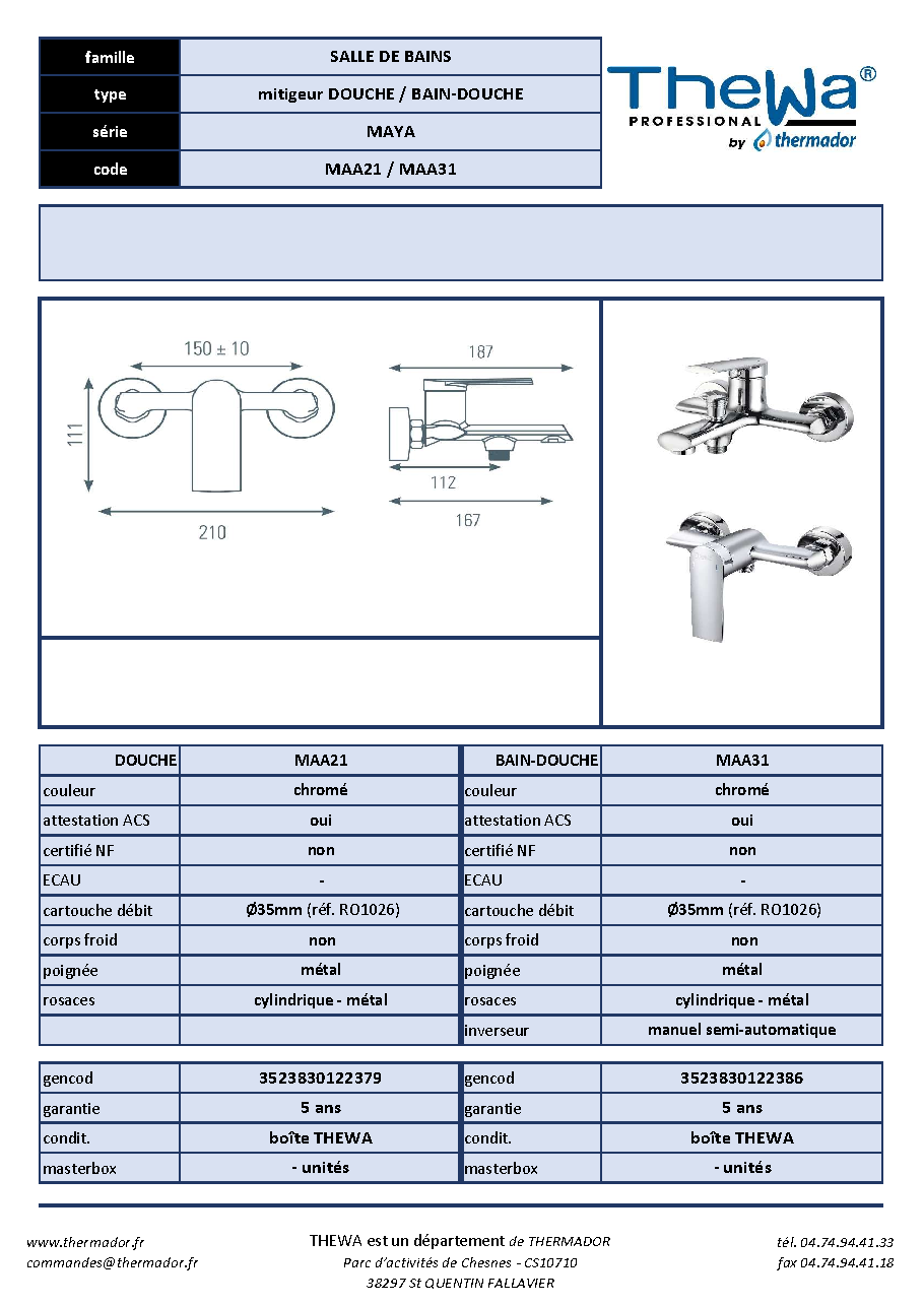 Fiche technique fournisseur