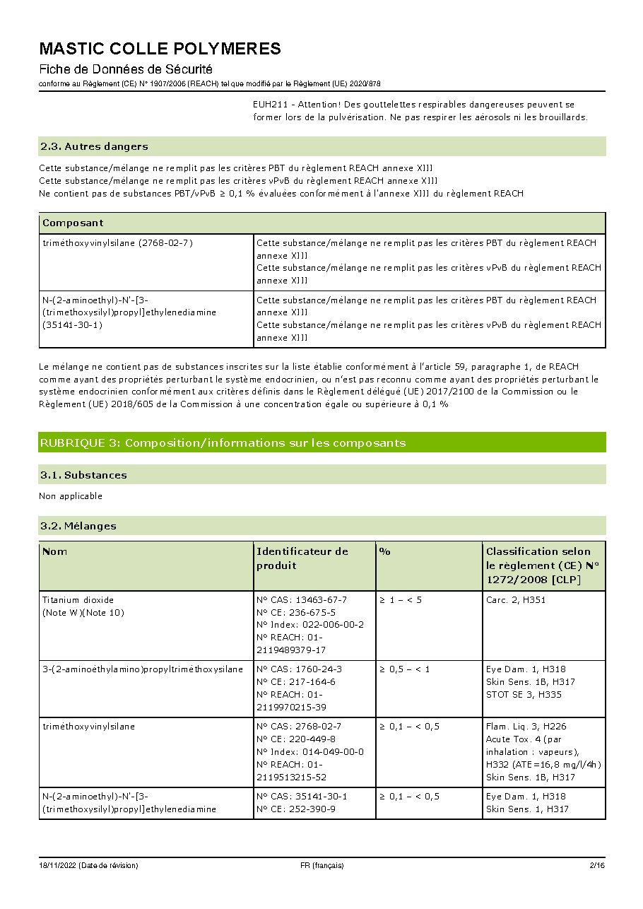 Fiche technique fournisseur