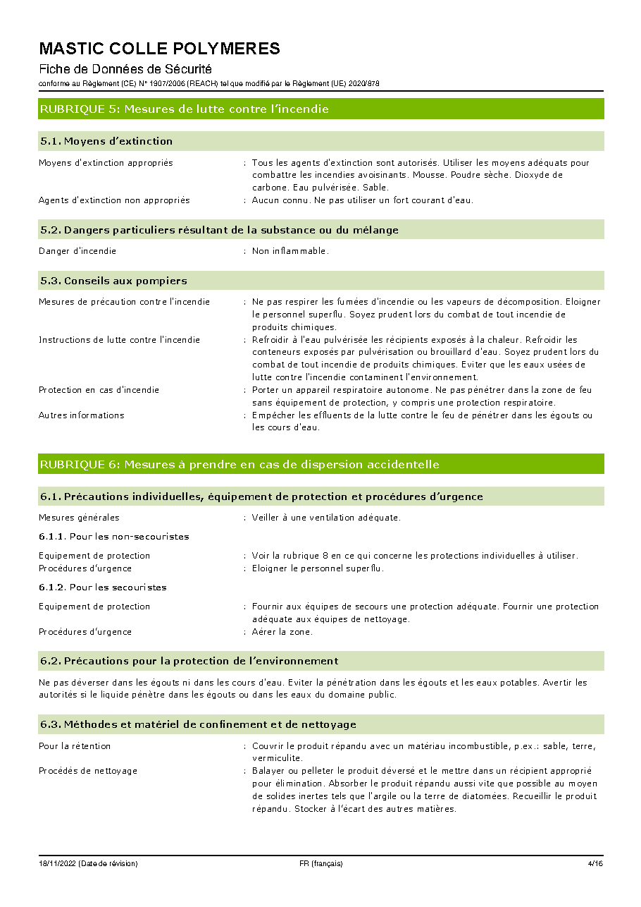 Fiche technique fournisseur