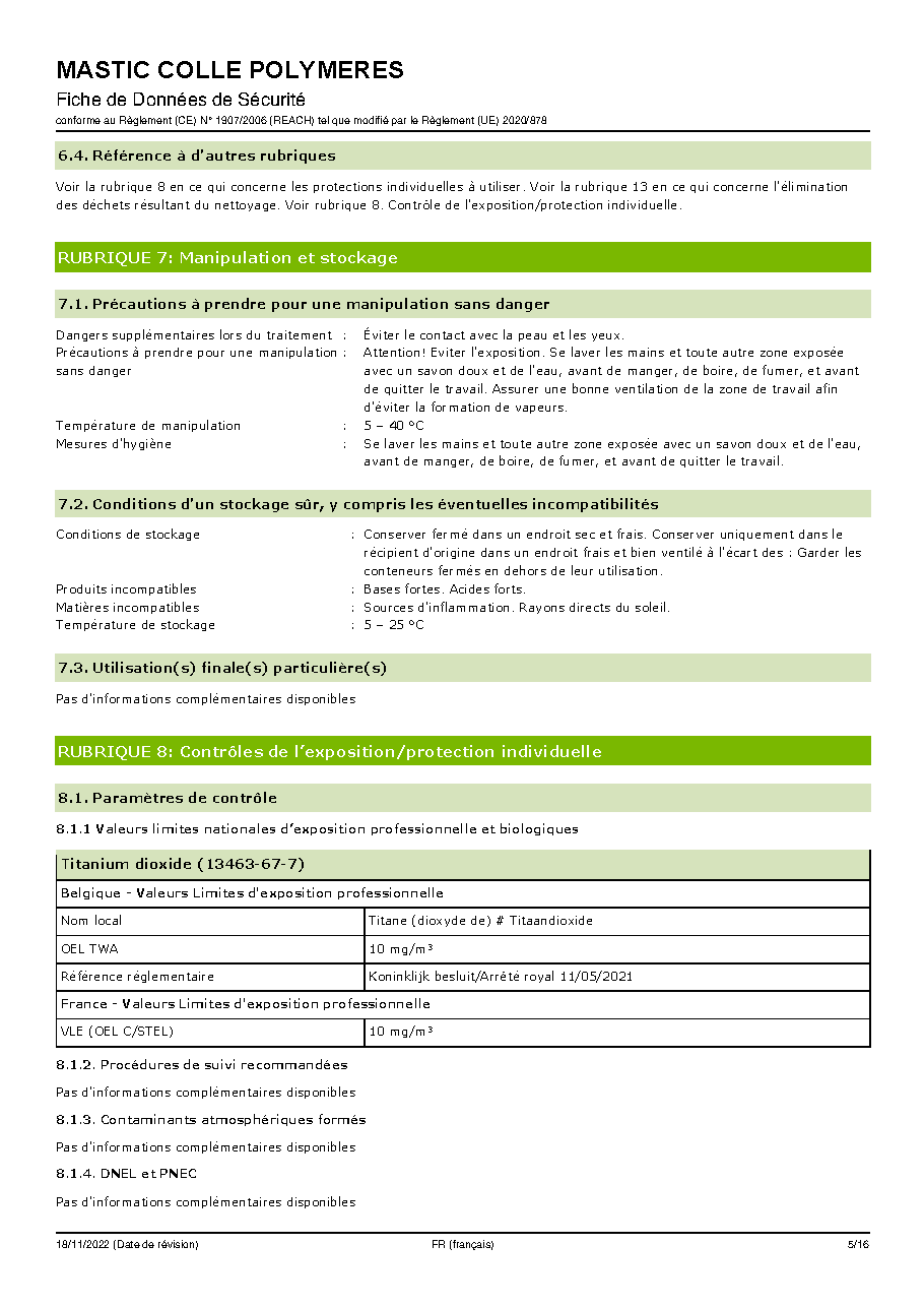 Fiche technique fournisseur
