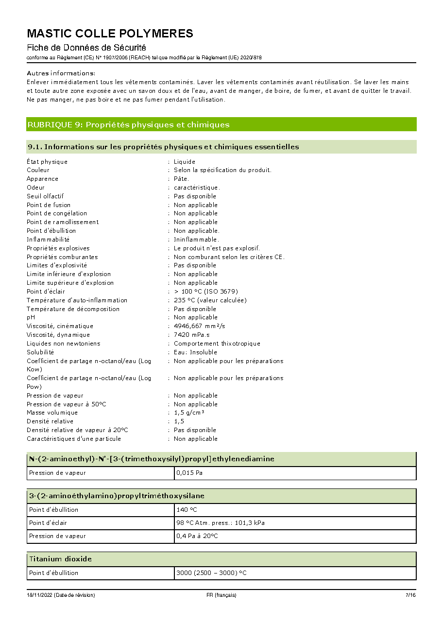 Fiche technique fournisseur
