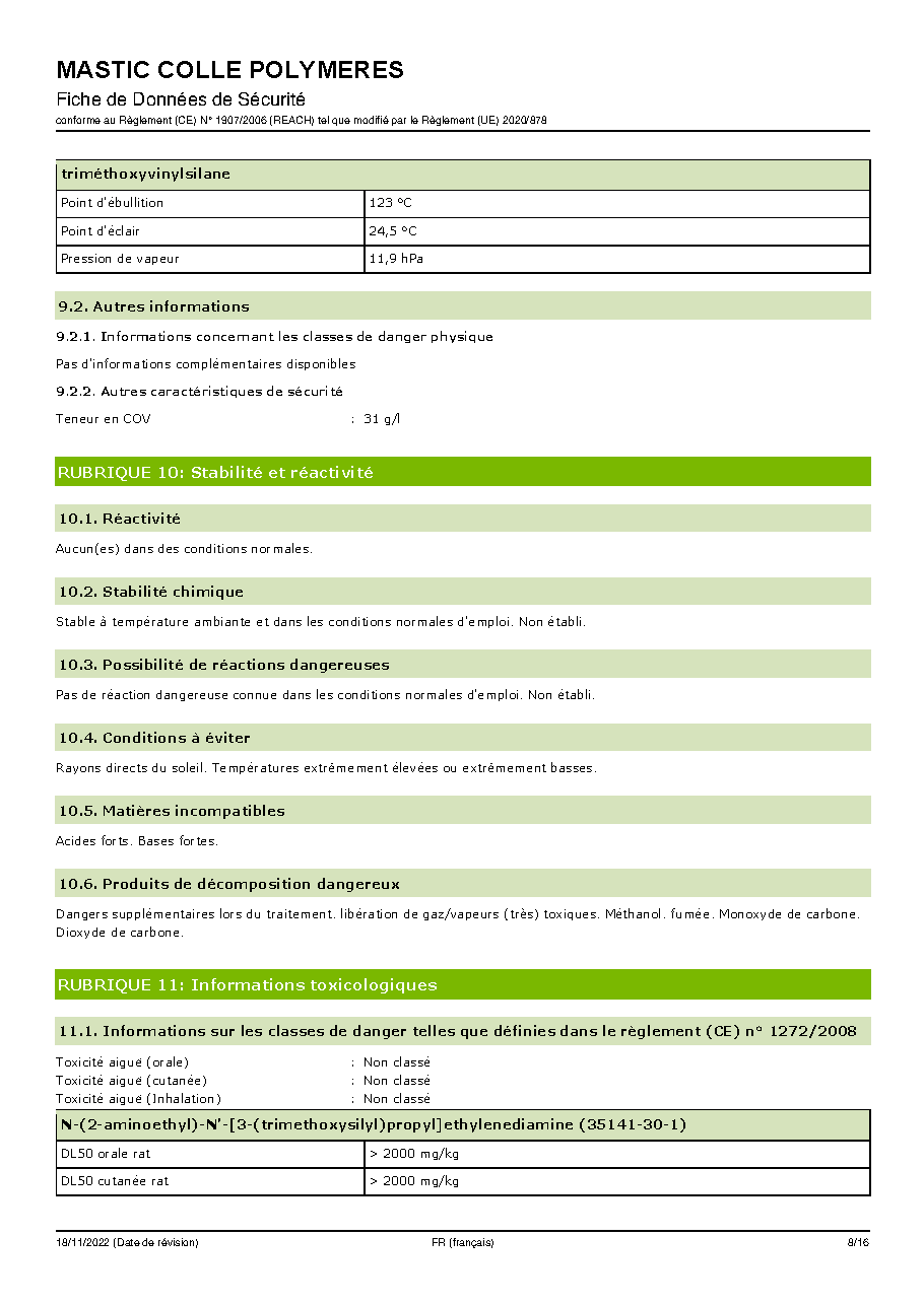 Fiche technique fournisseur