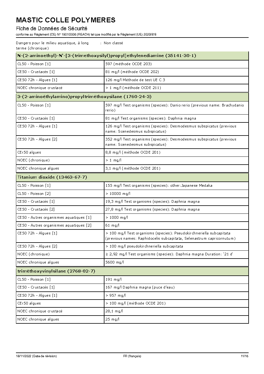 Fiche technique fournisseur