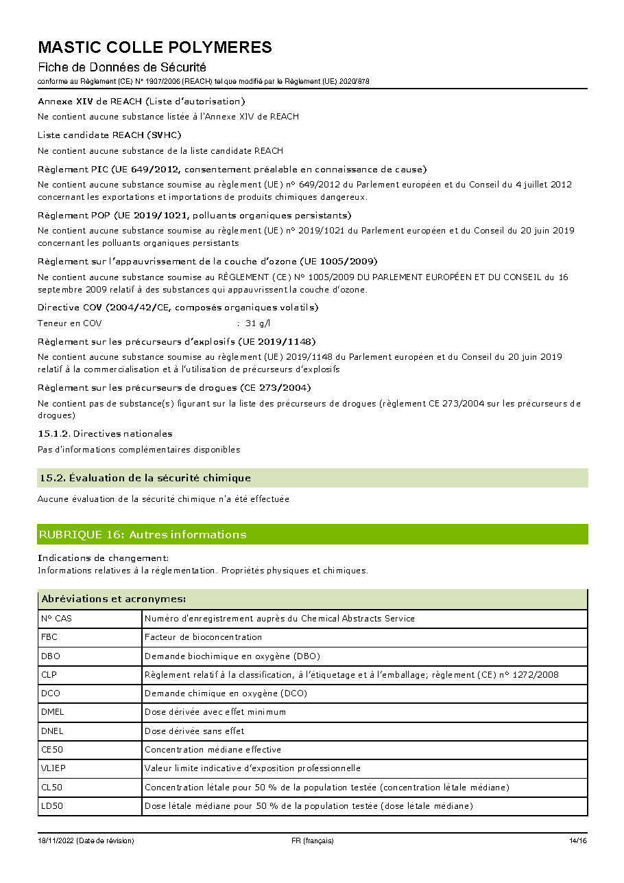 Fiche technique fournisseur