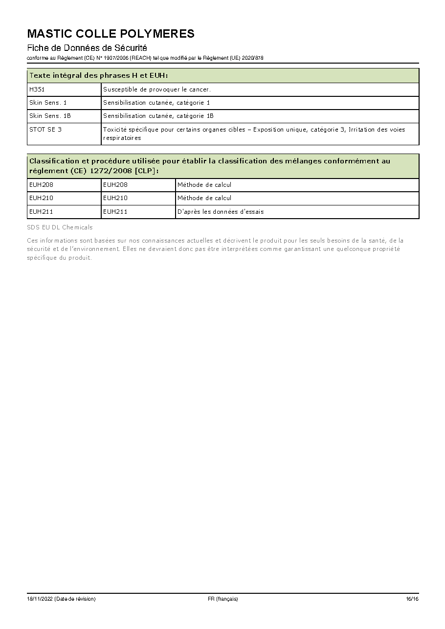 Fiche technique fournisseur