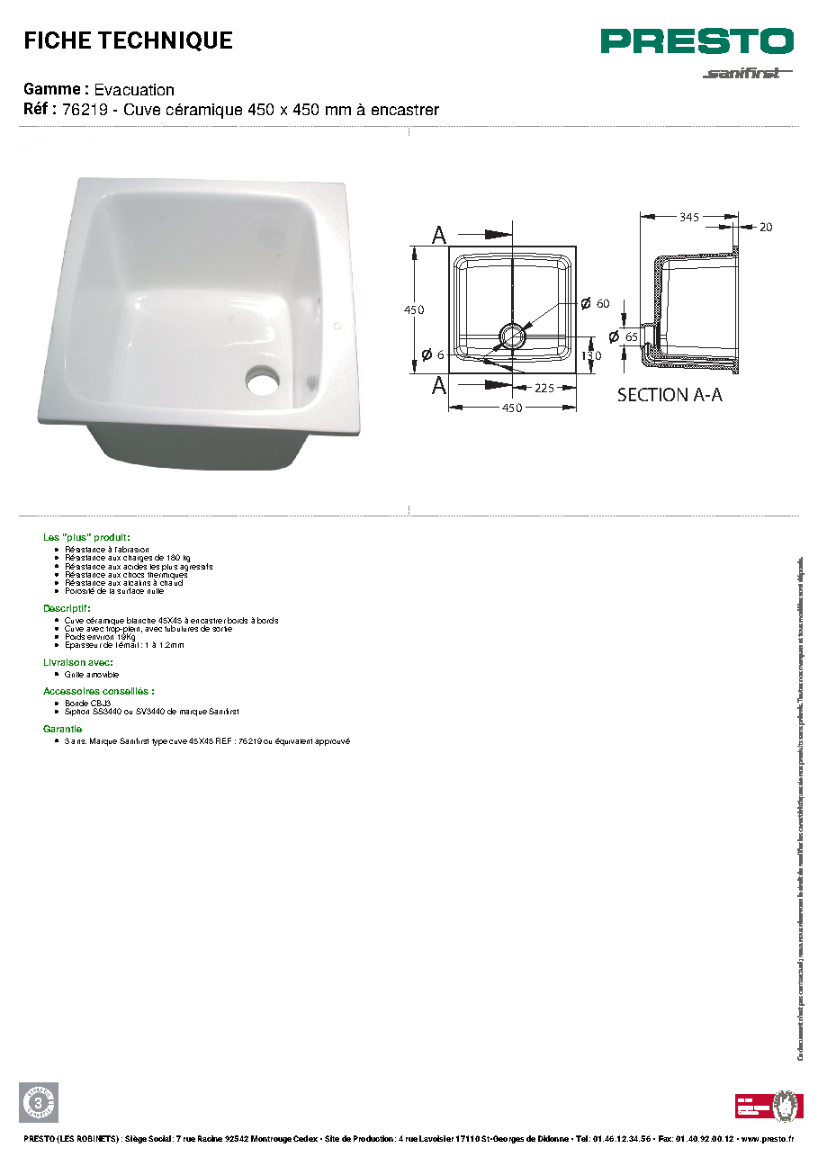 Fiche technique fournisseur