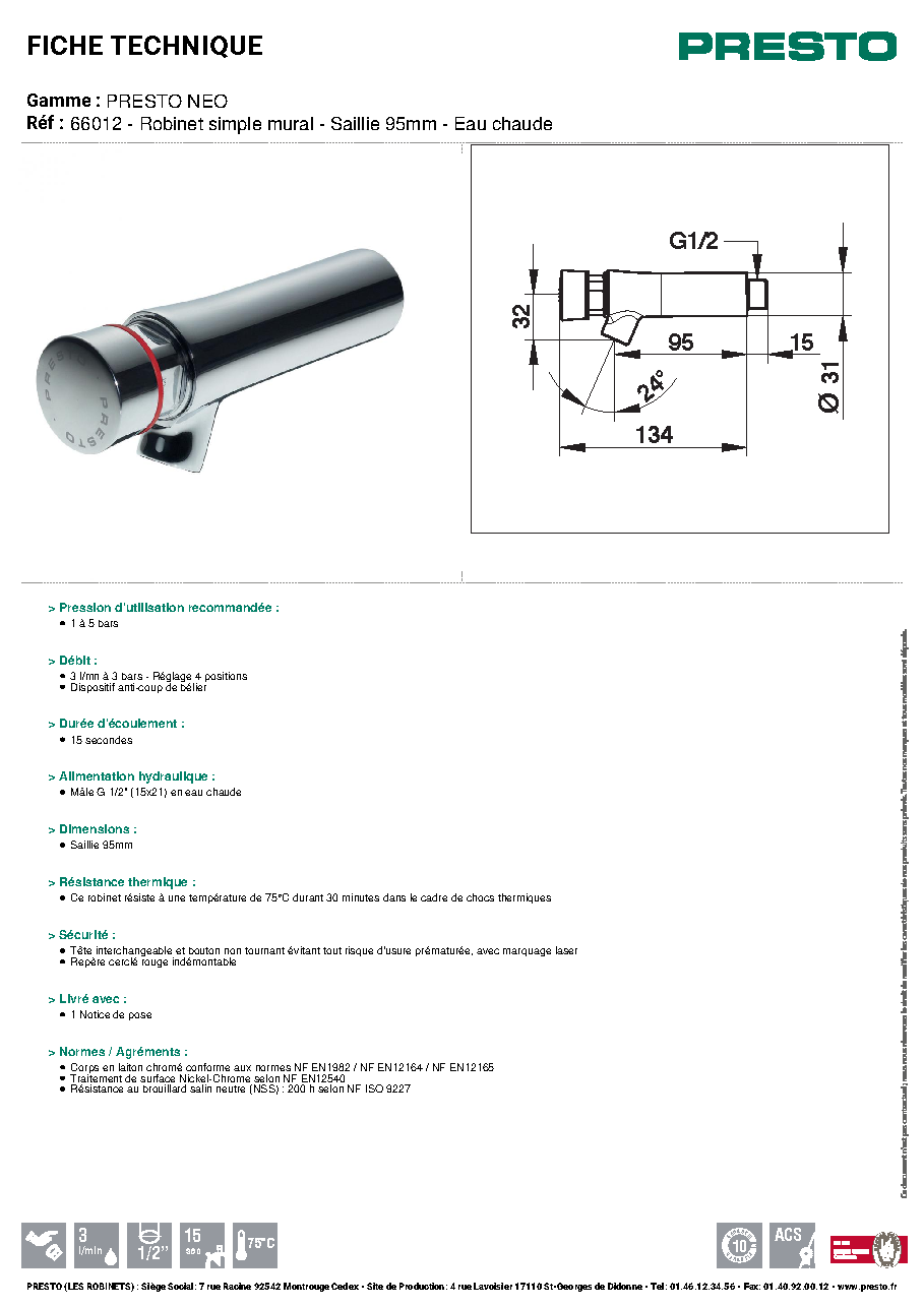 Fiche technique fournisseur