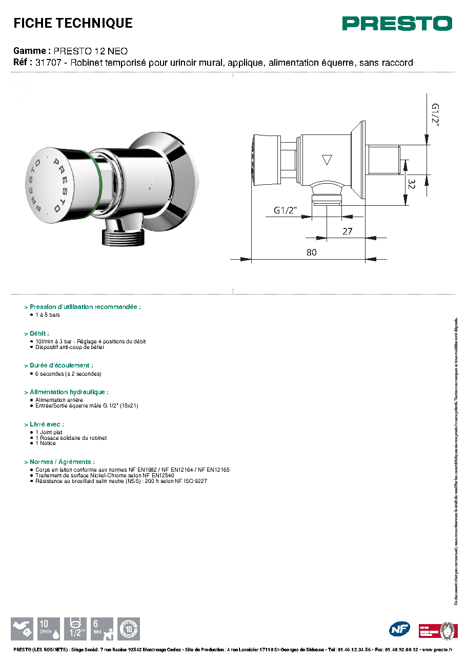 Fiche technique fournisseur