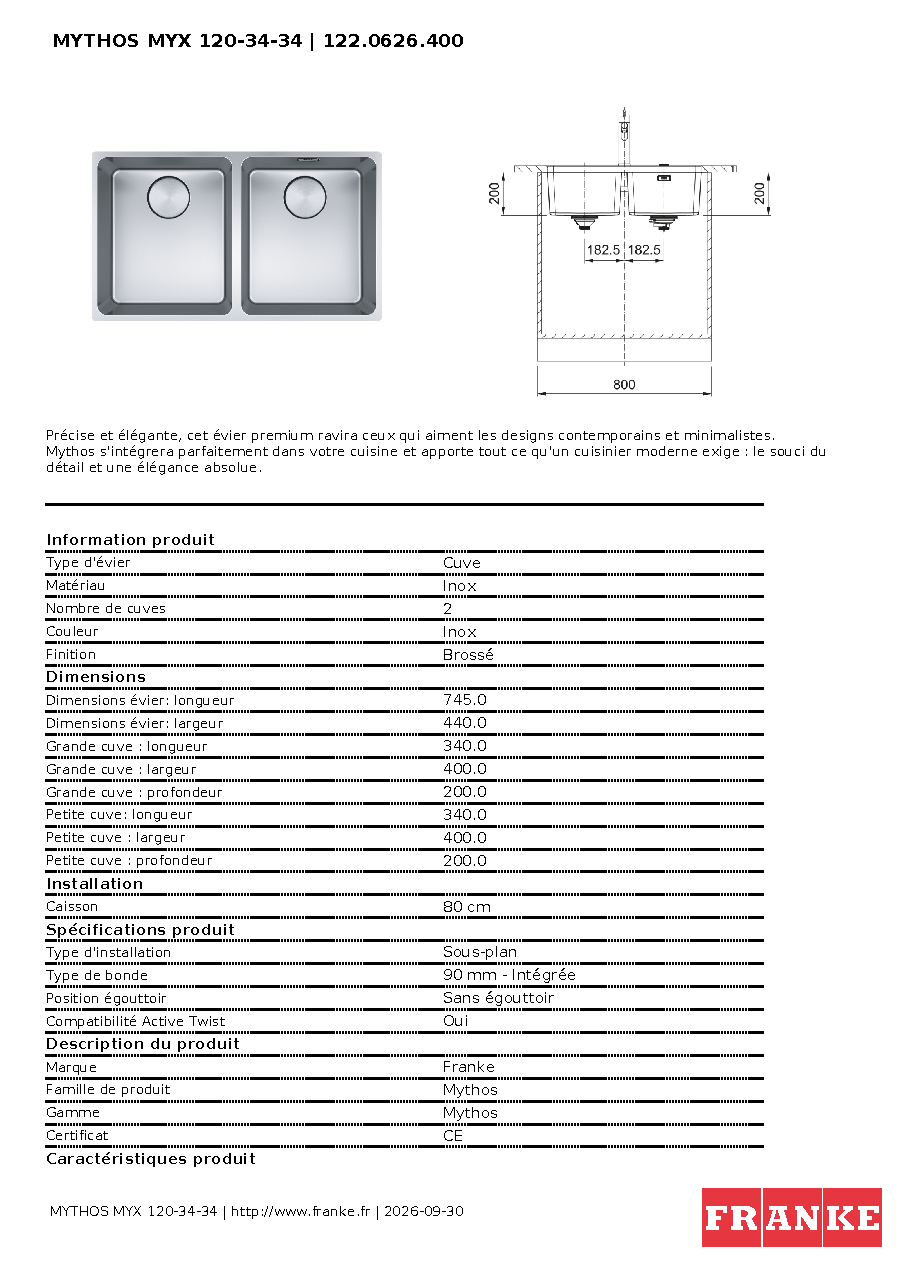 Fiche technique fournisseur