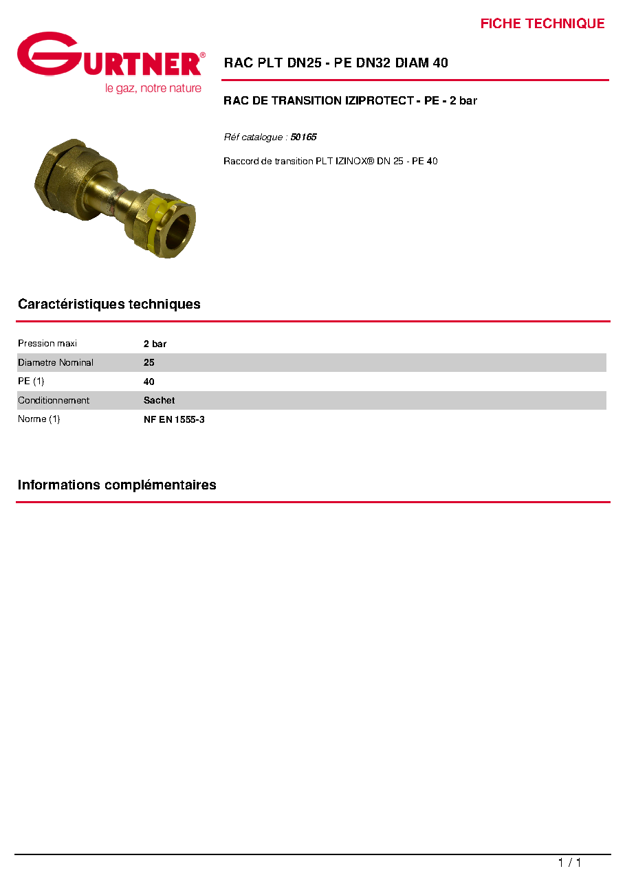 Fiche technique fournisseur