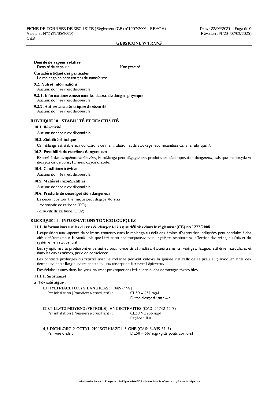 Fiche technique fournisseur