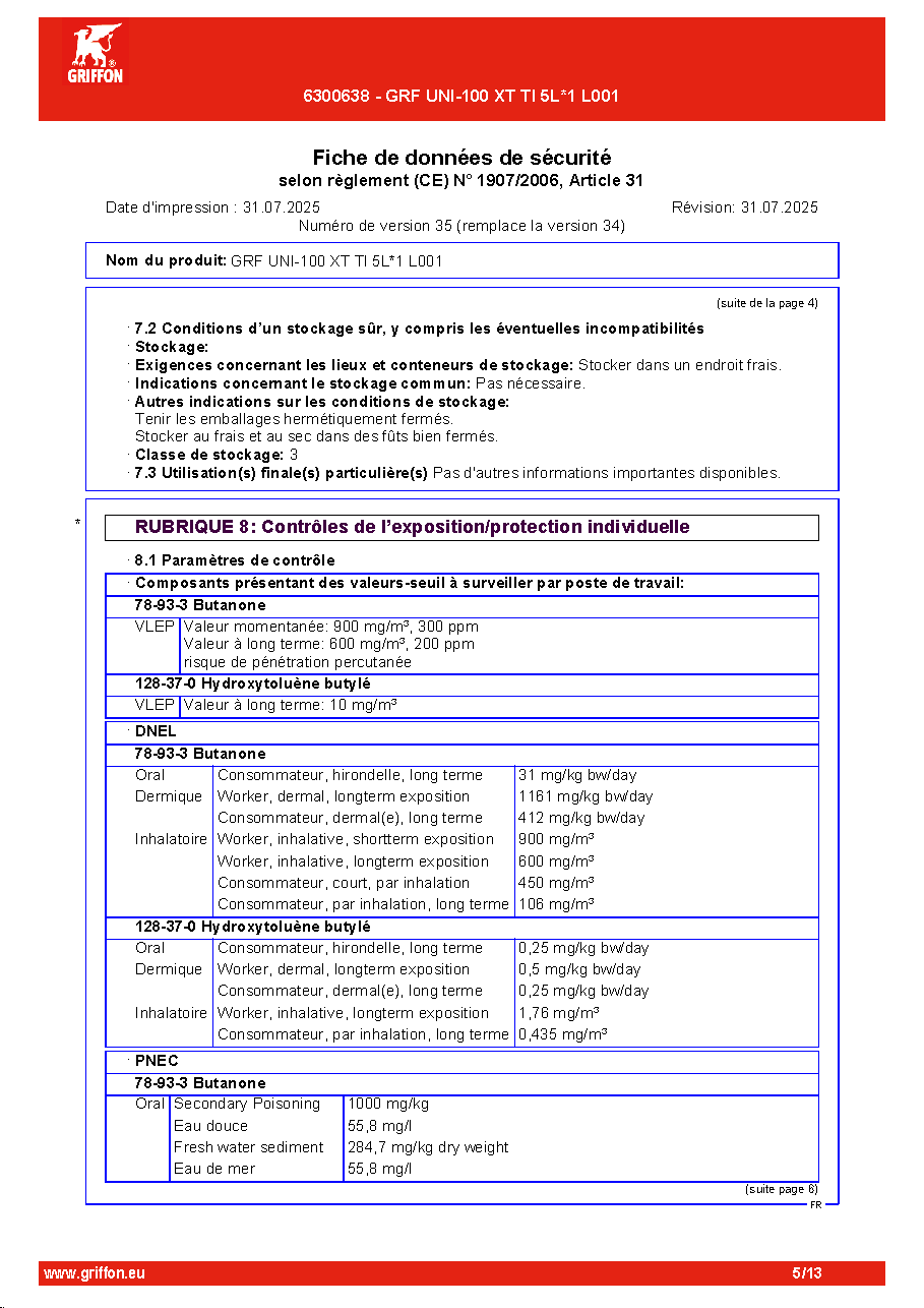 Fiche technique fournisseur