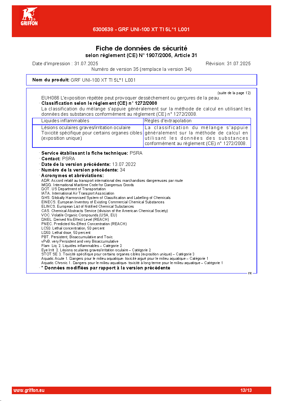 Fiche technique fournisseur