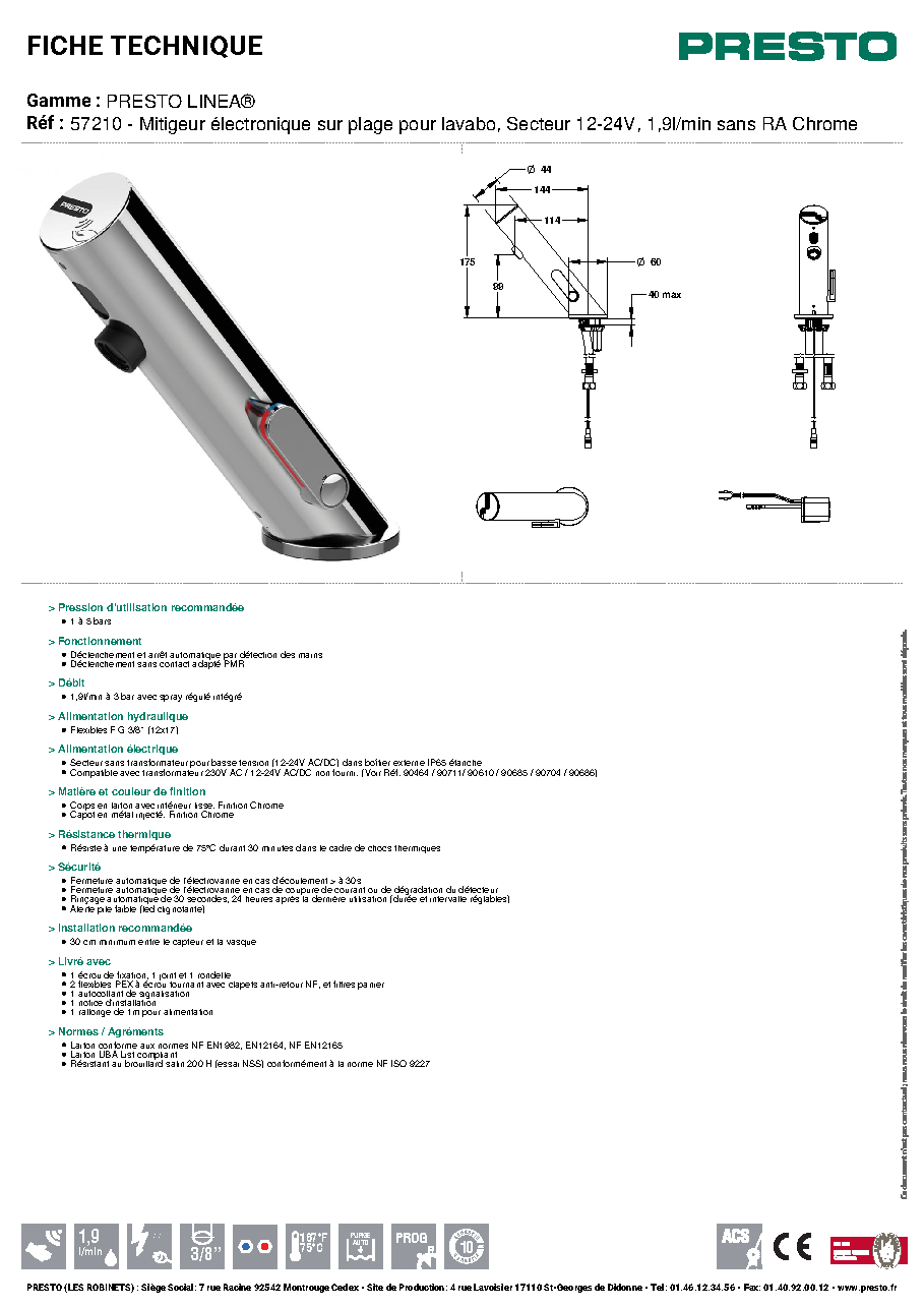 Fiche technique fournisseur