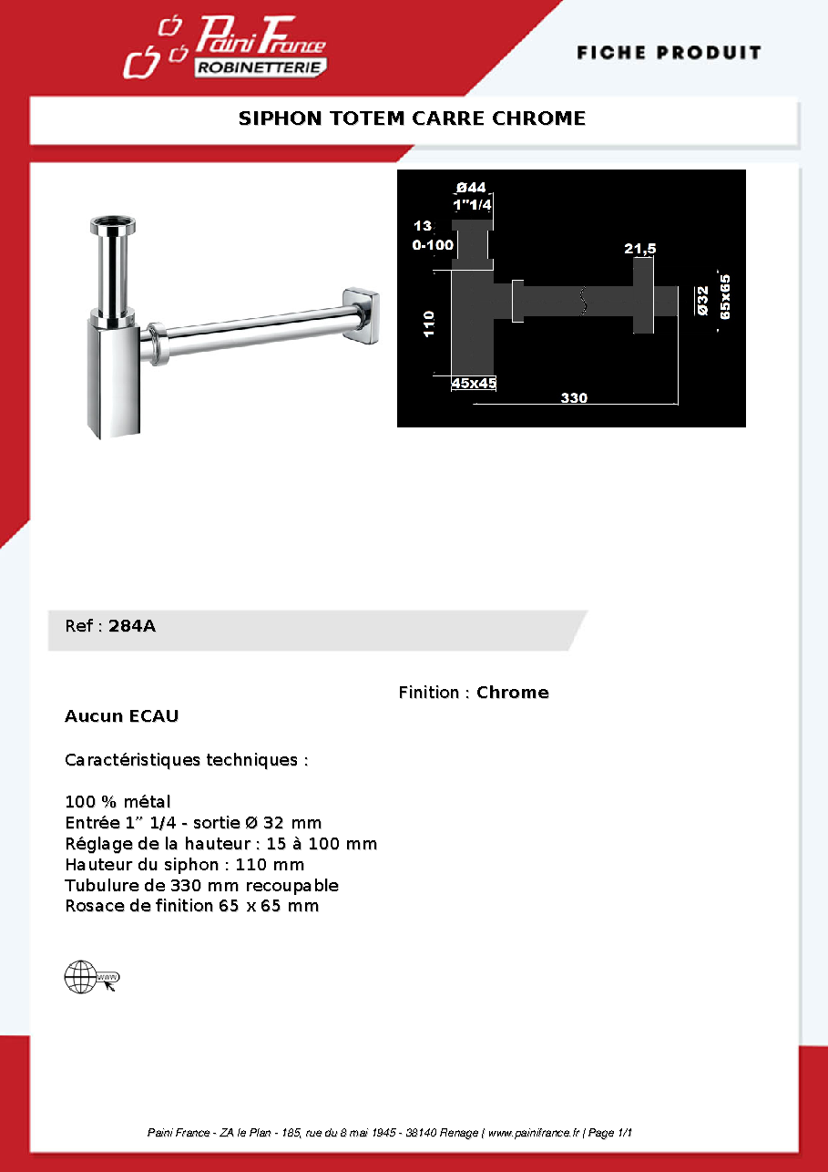 Fiche technique fournisseur
