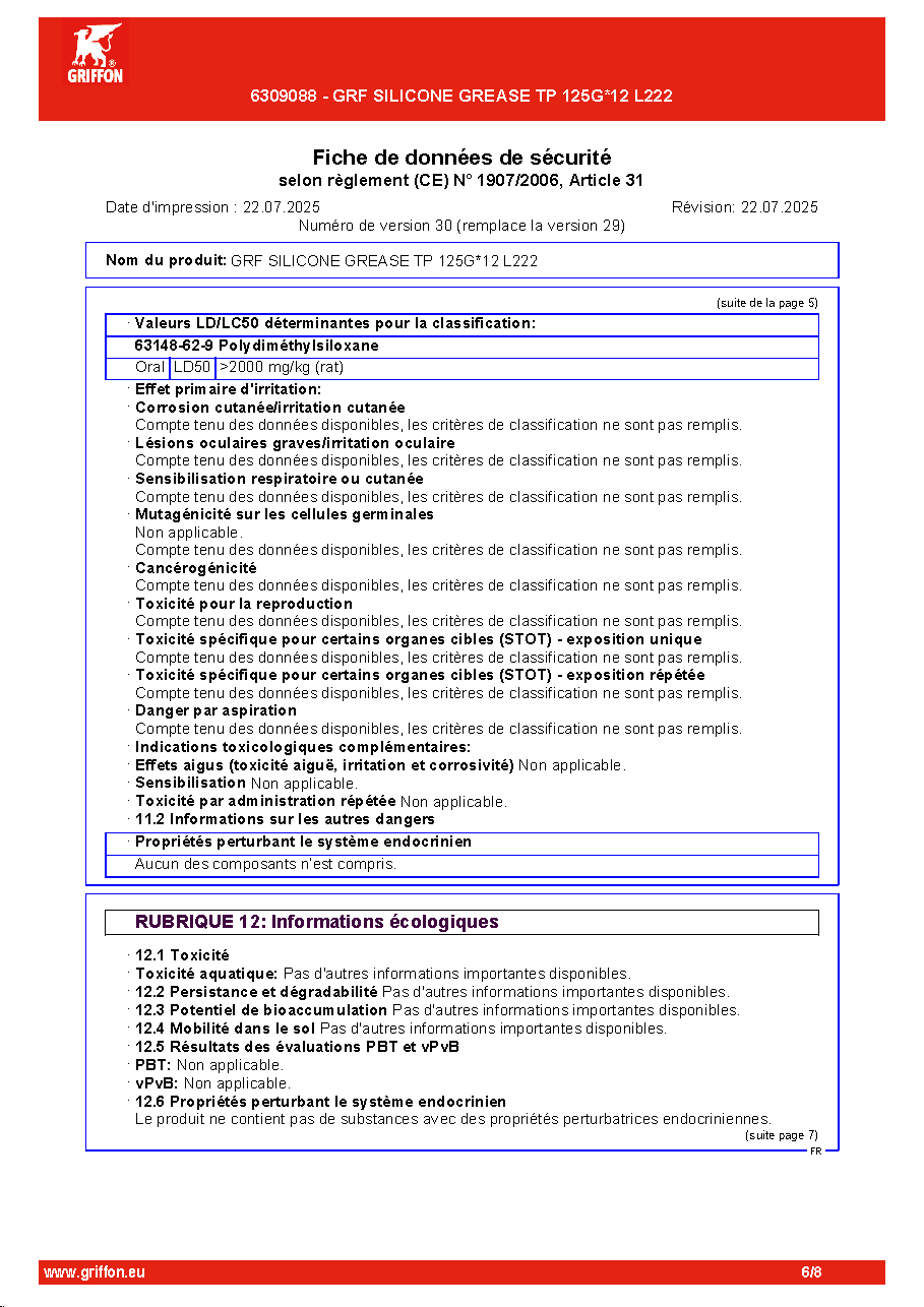 Fiche technique fournisseur