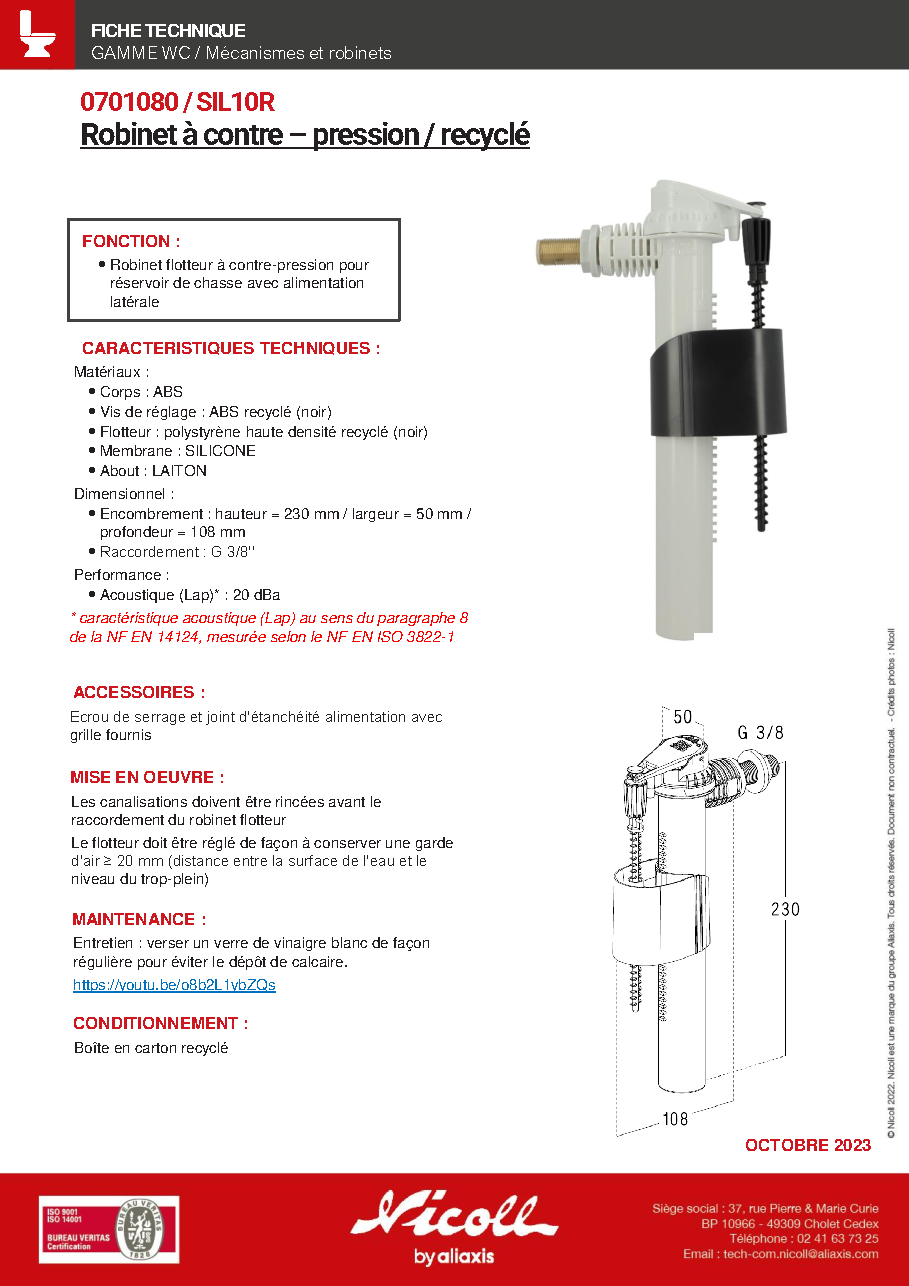 Fiche technique fournisseur