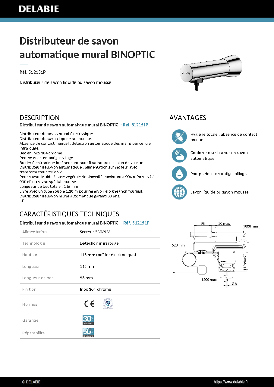 Fiche technique fournisseur