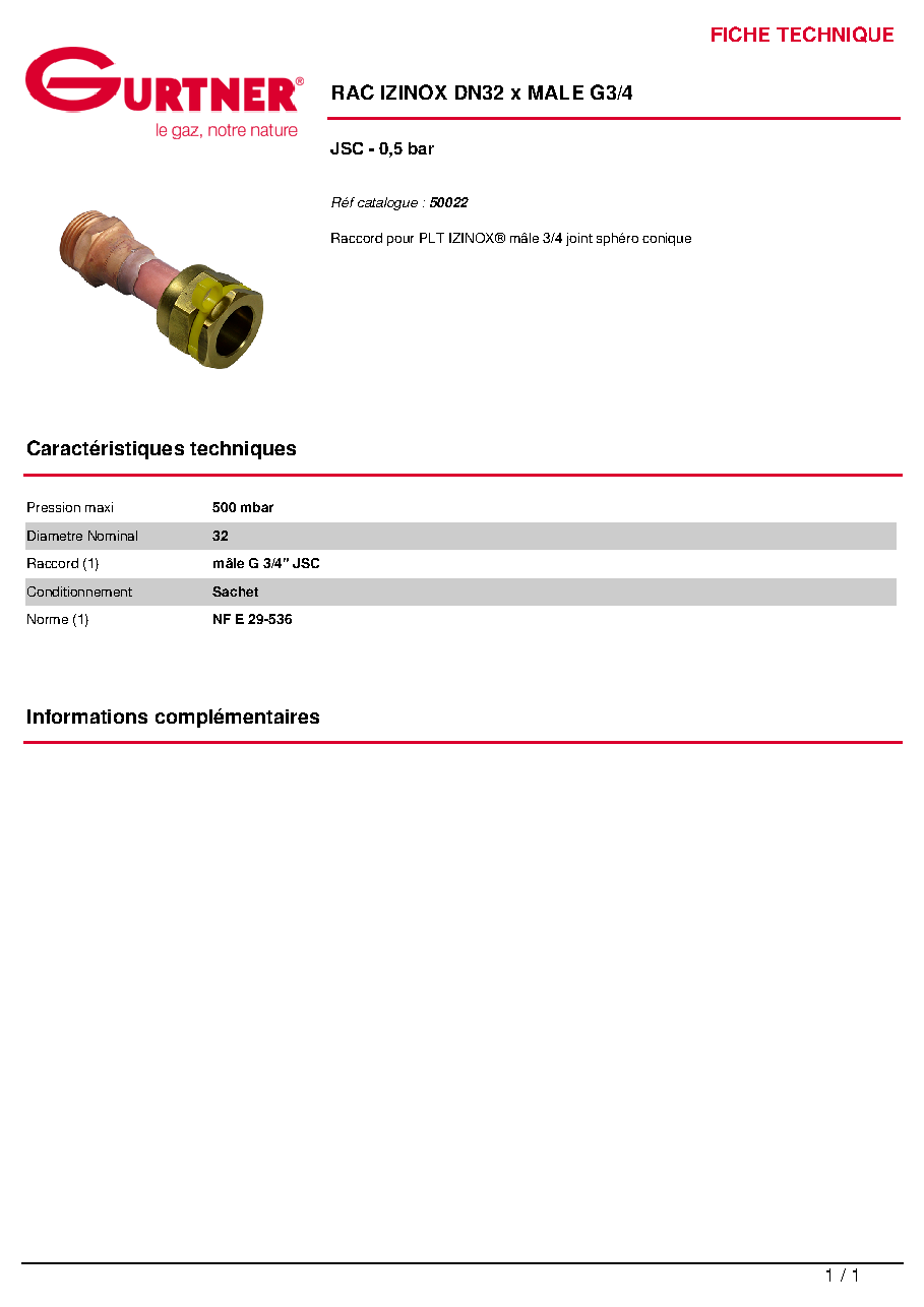 Fiche technique fournisseur