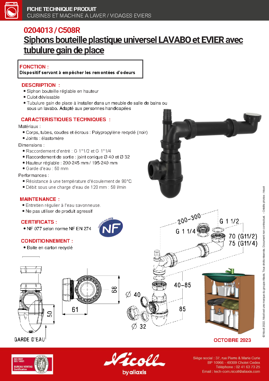 Fiche technique fournisseur