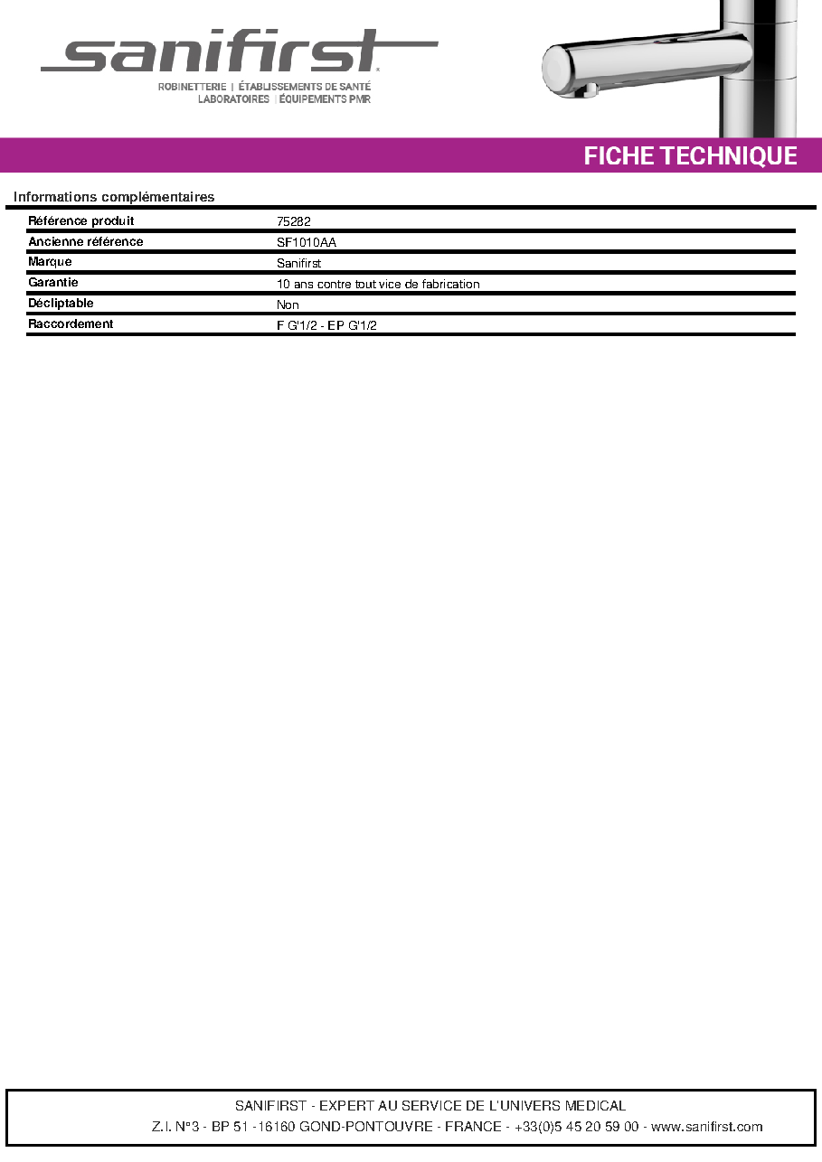 Fiche technique fournisseur