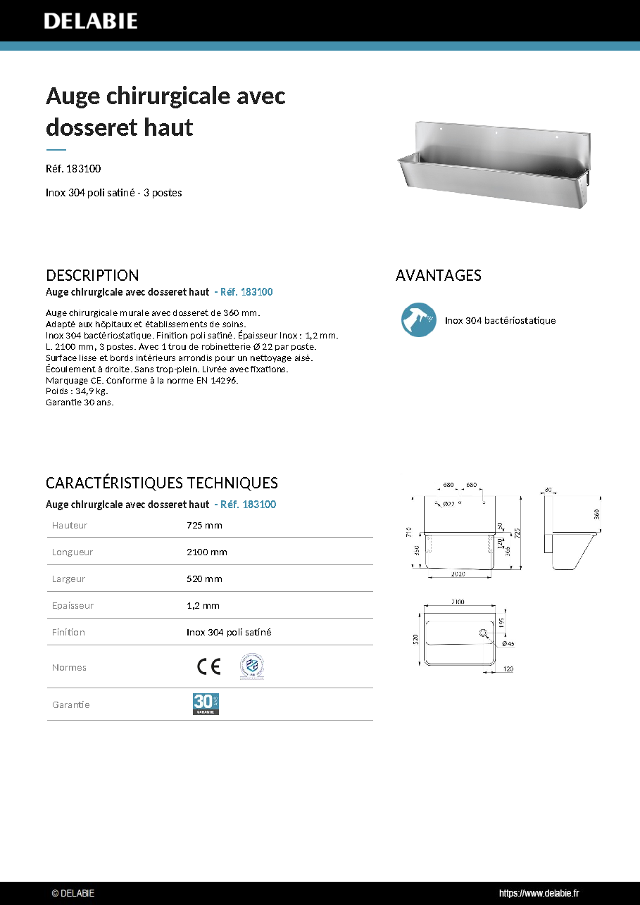 Fiche technique fournisseur