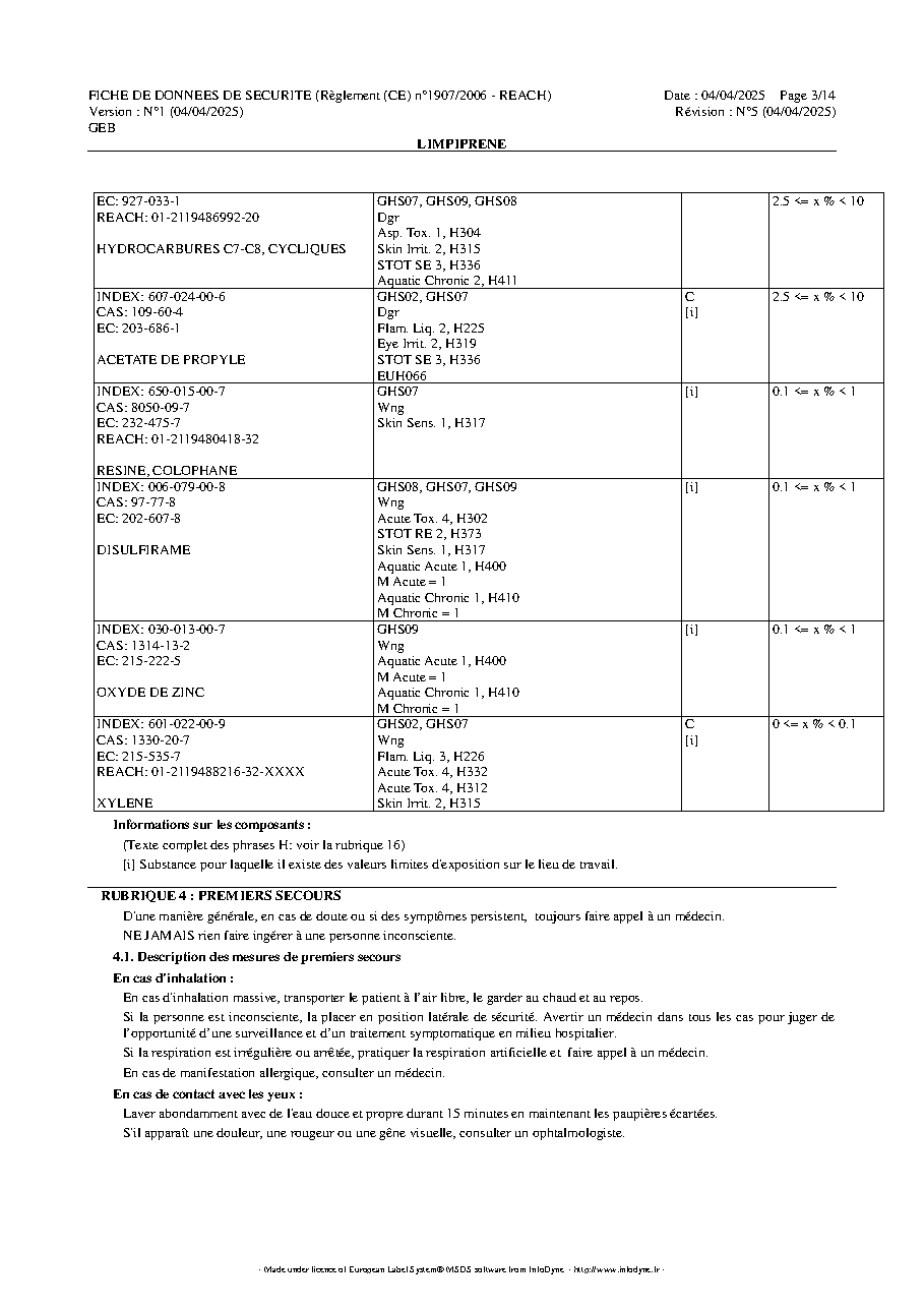 Fiche technique fournisseur