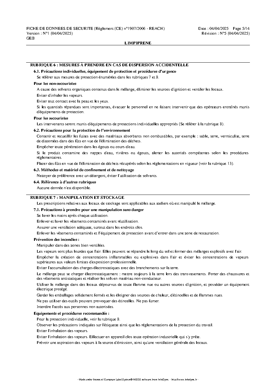 Fiche technique fournisseur