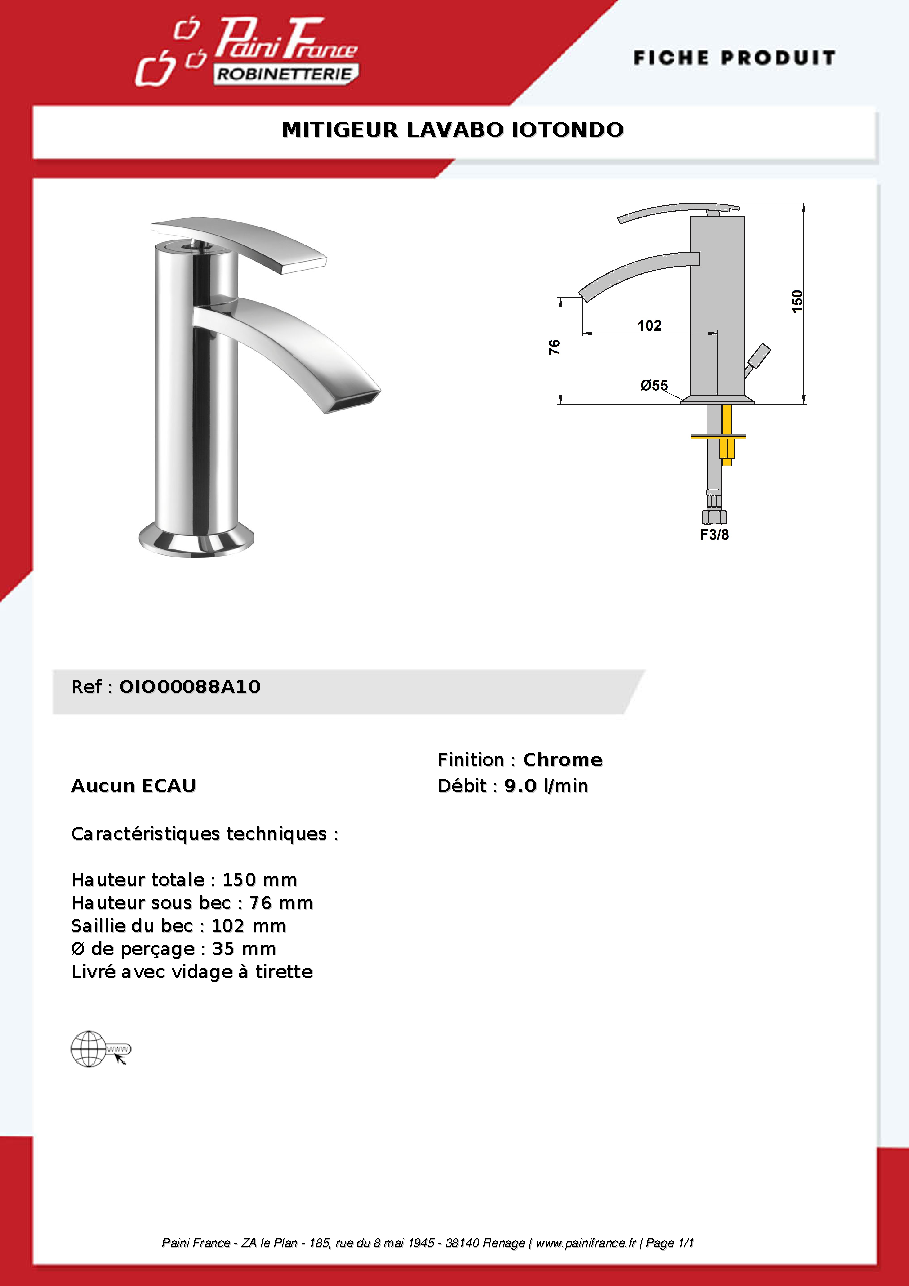 Fiche technique fournisseur