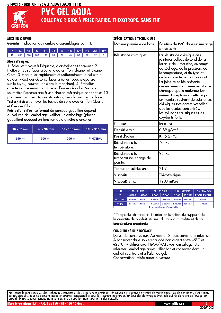 Fiche technique fournisseur